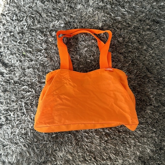 Baggallini orange carry all nylon tote large with pink lining - Picture 7 of 14
